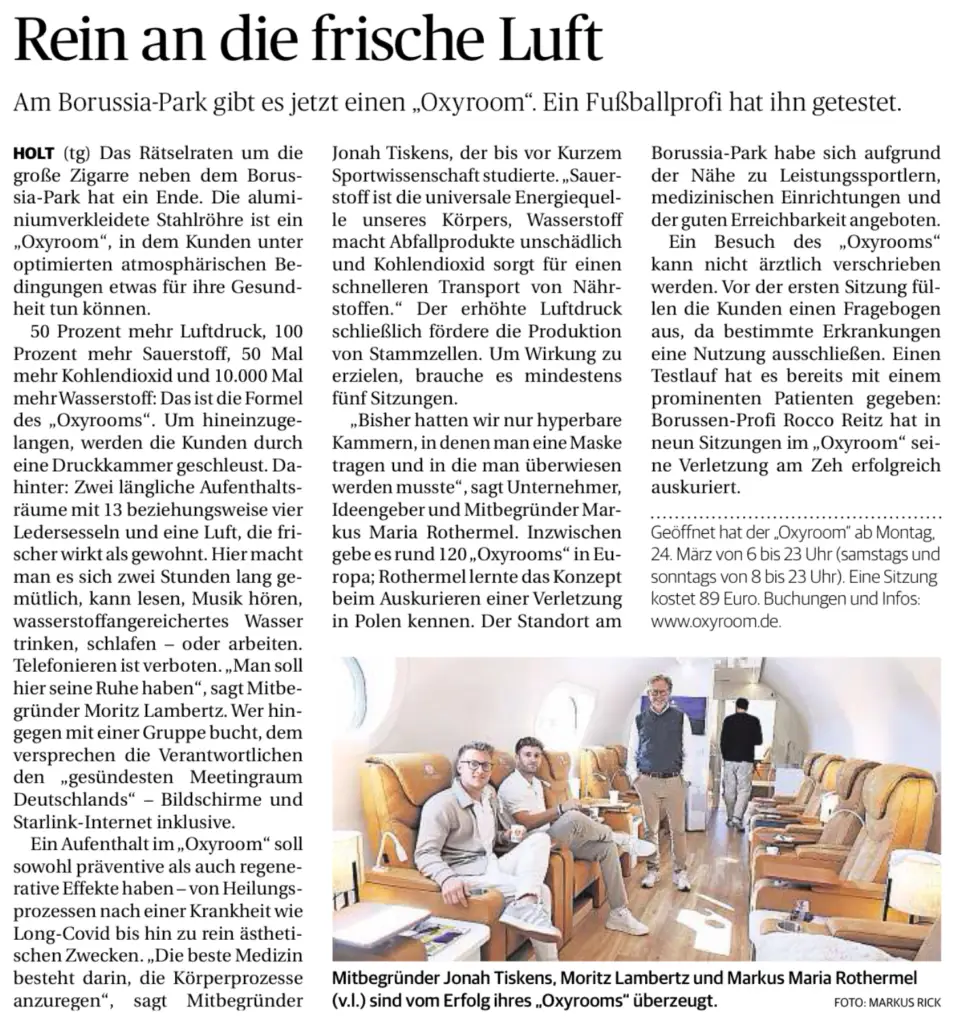 a newspaper article with people in chairs